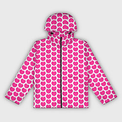 Ветровка с капюшоном женская Малиновые сердца, цвет: 3D-черный