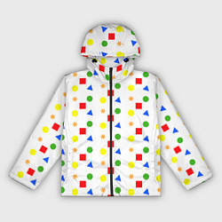 Ветровка с капюшоном женская Разноцветные геометрические фигурки, цвет: 3D-черный