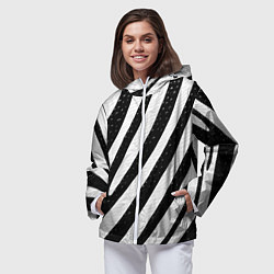 Ветровка с капюшоном женская Зебра под дождем, цвет: 3D-белый — фото 2