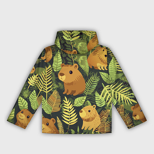 Женская ветровка Капибары - лесной маскировочный камуфляж / 3D-Черный – фото 2