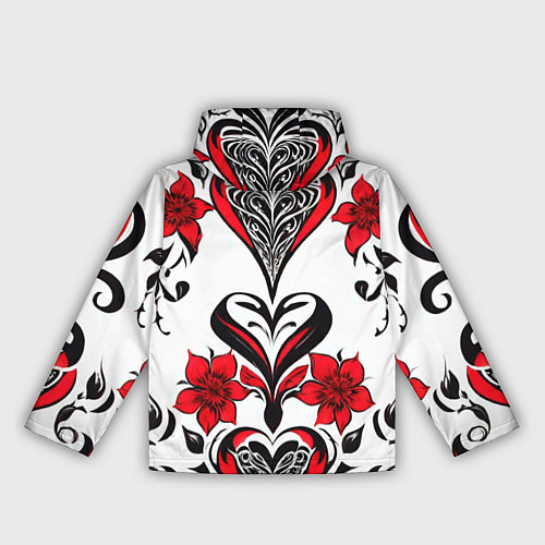 Женская ветровка Красный узор сердце / 3D-Черный – фото 2