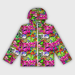 Ветровка с капюшоном женская Hip Hop Graffiti, цвет: 3D-белый