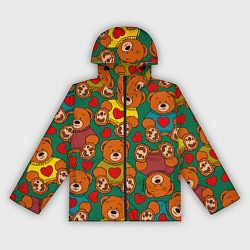 Ветровка с капюшоном женская Игрушки мишки в цветных свитерах и сердца, цвет: 3D-черный
