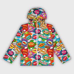 Ветровка с капюшоном женская Bang Boom Ouch pop art pattern, цвет: 3D-белый