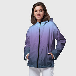 Ветровка с капюшоном женская Градиент голубой фиолетовый синий, цвет: 3D-черный — фото 2