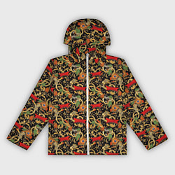 Ветровка с капюшоном женская Яркая абстракция на черном фоне, цвет: 3D-белый