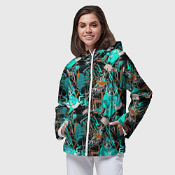 Ветровка с капюшоном женская Психоделические каракули, цвет: 3D-белый — фото 2
