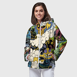 Ветровка с капюшоном женская Облачные монстры, цвет: 3D-белый — фото 2