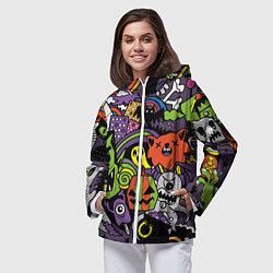 Ветровка с капюшоном женская Страшно веселые монстры, цвет: 3D-белый — фото 2