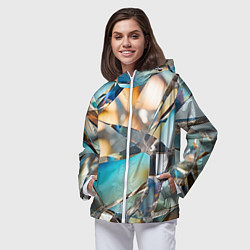 Ветровка с капюшоном женская Грани стеклянного камня, цвет: 3D-белый — фото 2