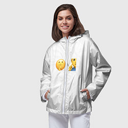 Ветровка с капюшоном женская Мьюнинг эмодзи, цвет: 3D-белый — фото 2