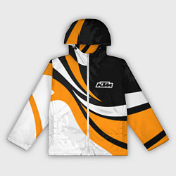 Ветровка с капюшоном женская КТМ - оранжевые вставки, цвет: 3D-белый