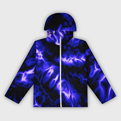 Ветровка с капюшоном женская Абстракция чёрно-синий шёлк, цвет: 3D-белый