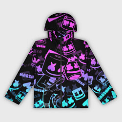 Ветровка с капюшоном женская Marshmello neon pattern, цвет: 3D-черный