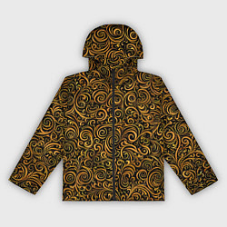 Ветровка с капюшоном женская Золотые узоры завитки, цвет: 3D-черный