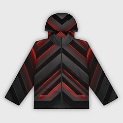 Женская ветровка Красные яркие неоновые полосы на черной абстракции