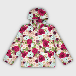 Ветровка с капюшоном женская Цветочный фон, цвет: 3D-белый