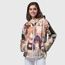 Ветровка с капюшоном женская Аниме тяночки, цвет: 3D-белый — фото 2