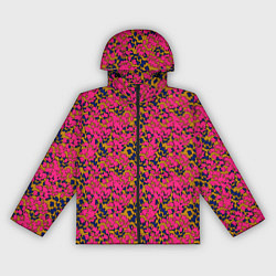 Ветровка с капюшоном женская Взаимосвязанные листочки, розового жёлтого и синег, цвет: 3D-черный