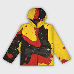 Ветровка с капюшоном женская Красные желтые оранжевые пятна краски абстракция, цвет: 3D-черный