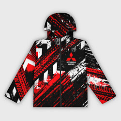 Ветровка с капюшоном женская Mitsubishi - sport style, цвет: 3D-черный