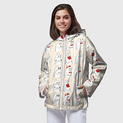 Ветровка с капюшоном женская Смешные мемы паттерн, цвет: 3D-белый — фото 2