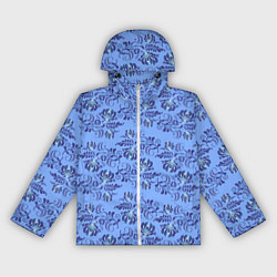 Ветровка с капюшоном женская Узоры гжель на голубом фоне, цвет: 3D-белый