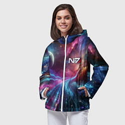 Ветровка с капюшоном женская Mass Effect - N7, цвет: 3D-белый — фото 2