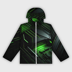 Ветровка с капюшоном женская Металл и зеленый яркий неоновый свет, цвет: 3D-белый