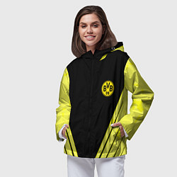 Ветровка с капюшоном женская Borussia geometry yellow, цвет: 3D-черный — фото 2