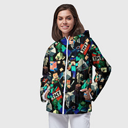Ветровка с капюшоном женская Майнкрафт персонажи, цвет: 3D-белый — фото 2