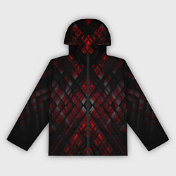 Ветровка с капюшоном женская Чёрные текстуры ромб, цвет: 3D-черный