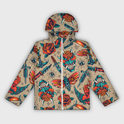 Ветровка с капюшоном женская Tattoo art, цвет: 3D-белый