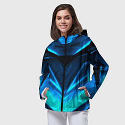 Ветровка с капюшоном женская Geometry stripes неон, цвет: 3D-черный — фото 2