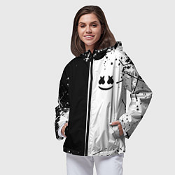 Ветровка с капюшоном женская Marshmello краски музыка, цвет: 3D-черный — фото 2