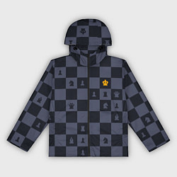 Ветровка с капюшоном женская Синяя шахматная доска, цвет: 3D-черный