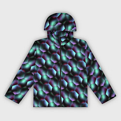 Ветровка с капюшоном женская Красно-черно-зеленые кубики, цвет: 3D-черный