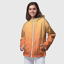 Ветровка с капюшоном женская Градиент солнечный жёлто-оранжевый приглушённый, цвет: 3D-белый — фото 2
