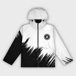 Ветровка с капюшоном женская Биткоин текстура крипта, цвет: 3D-черный