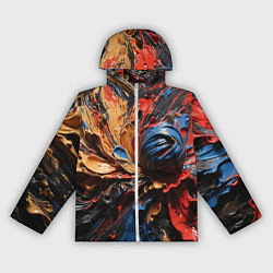 Ветровка с капюшоном женская Красные красочные брызги, цвет: 3D-белый