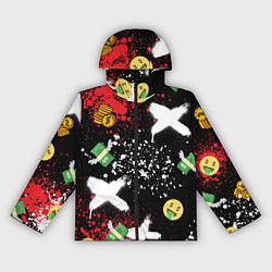 Ветровка с капюшоном женская Денежные смайлики и пачки долларов с крыльями, цвет: 3D-черный