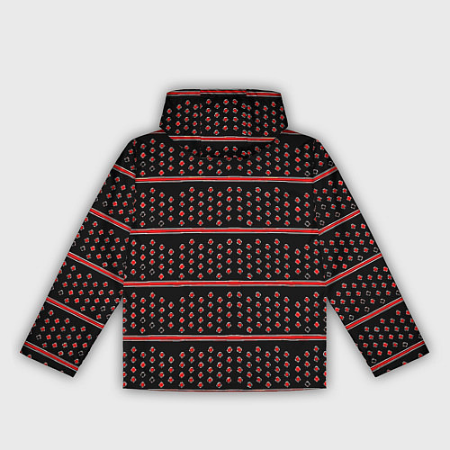Женская ветровка Красные круги и полосы / 3D-Черный – фото 2