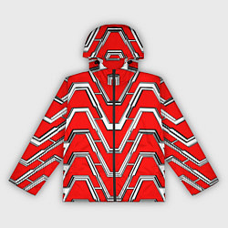 Ветровка с капюшоном женская Техно броня красно-белая, цвет: 3D-черный