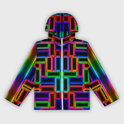 Ветровка с капюшоном женская Цветные светящиеся прямоугольники, цвет: 3D-белый