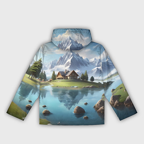 Женская ветровка Чудесный день на берегу озера в горах / 3D-Черный – фото 2