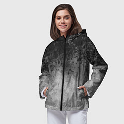 Ветровка с капюшоном женская Абстракция - серые чернила, цвет: 3D-черный — фото 2