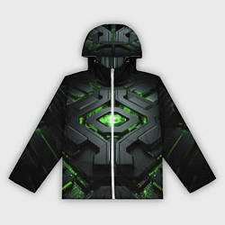 Женская ветровка Объемная абстрактная яркая зеленая фигура на черно