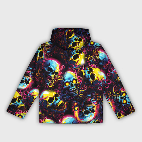 Женская ветровка Разноцветные черепушки с щупальцами / 3D-Черный – фото 2