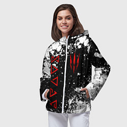 Ветровка с капюшоном женская Знаки из Ведьмака - белые брызги, цвет: 3D-белый — фото 2