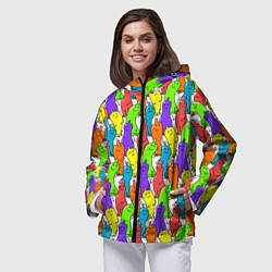 Ветровка с капюшоном женская Весёлые цветные презервативы, цвет: 3D-черный — фото 2